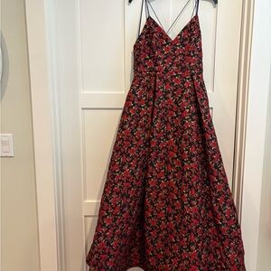 Alice + Olivia Strapless Black and Red Floral Dress